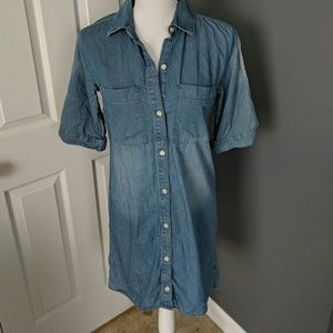 Adorable Michael Kors Distressed Denim Shirt Dress